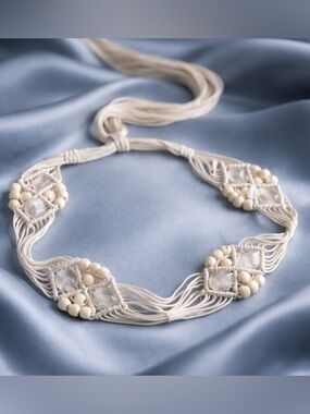bohemian-style handmade macrame belt